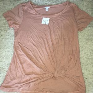 Tan Twist Tie Cinched Shirt